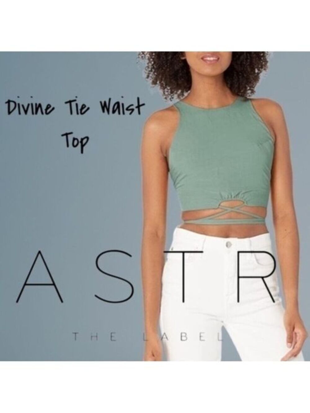 ASTR THE LABEL Divine Wrap-Around Waist Tie Adjustable Strap Open Back Crop Top